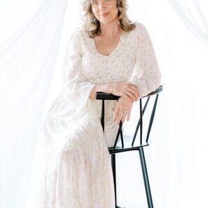 Altar’d State White Floral Maxi Long Sleeve Dress size medium